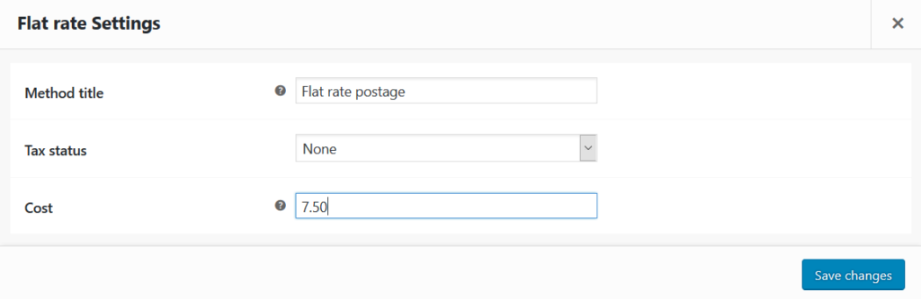 Image of flat rate shipping settings