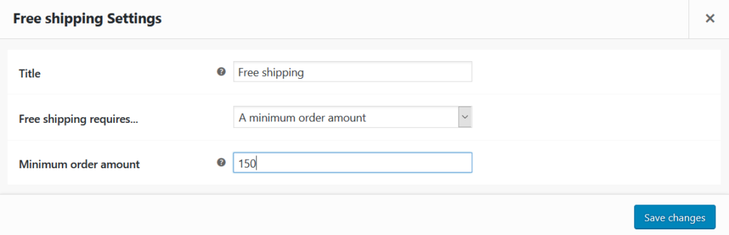 Image of free shipping settings